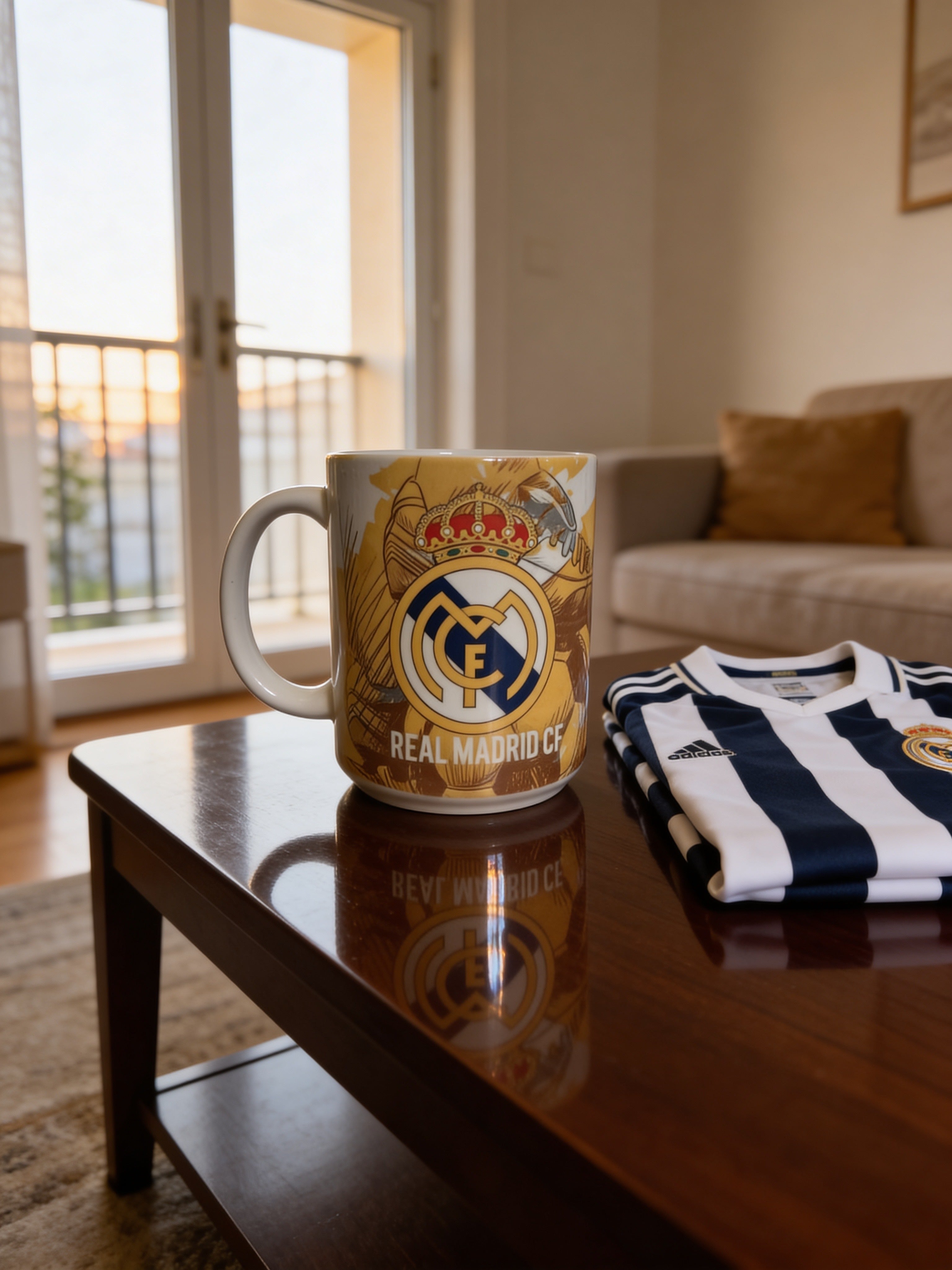 Real Madrid Coffee Mug- Gold Logo Design for Fans - Perfect Gift for Madrid CF Supporters